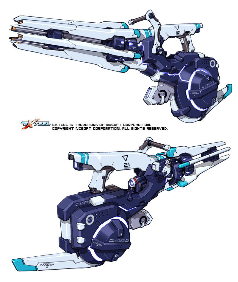 Exteel 形态化强烈的科幻枪械设计 