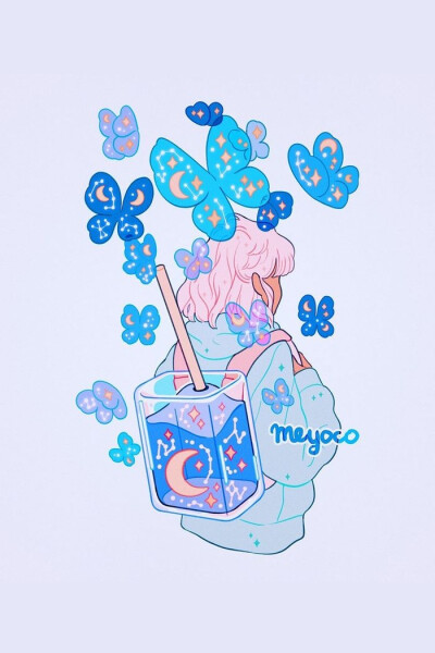 少女 梦幻 插画 meyo