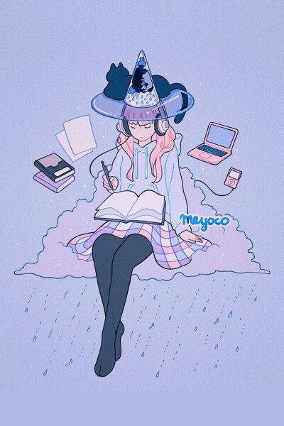 少女 梦幻 插画 meyo