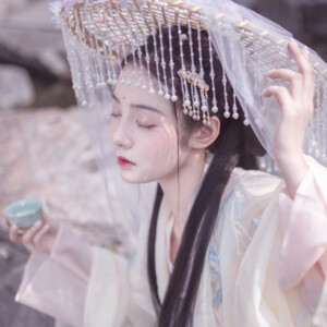 “陇头霞散绮，天际月悬钩。”

古风/汉服/女生头像