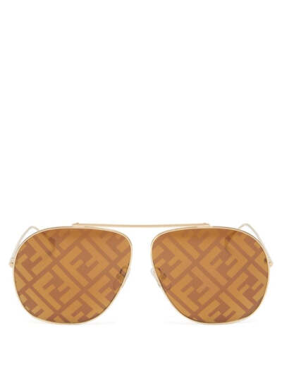 Fendi FF-print aviator metal sunglasses