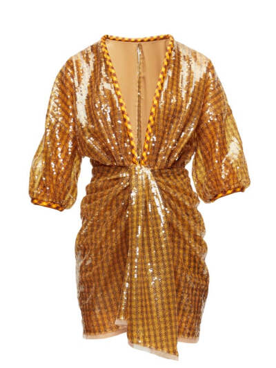 Fendi Sequinned plunge-neck mini dress