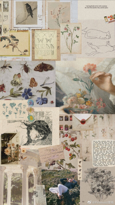 出处：Pinterest 拼接壁纸 拼贴壁纸 欧美壁纸 复古壁纸