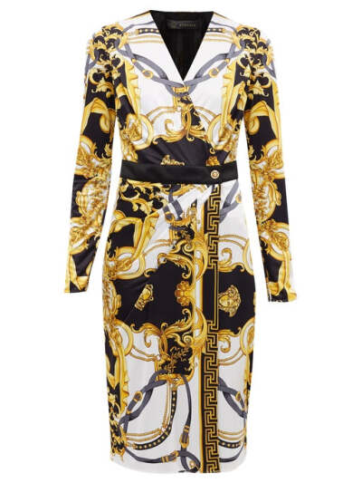 Versace Baroque-print jersey wrap dress