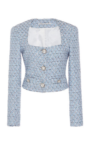 Cropped Sequined Tweed Jacket by Alessandra Rich | Moda Operandi