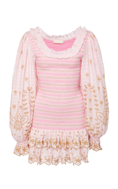 Celia Gilded Smocked Dress by LoveShackFancy | Moda Operandi