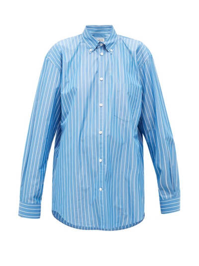 Balenciaga Logo-print pinstriped cotton-blend shirt