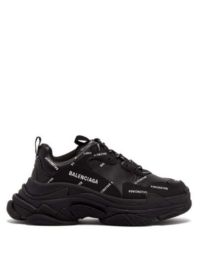 Balenciaga Triple S logo-print faux-leather trainers