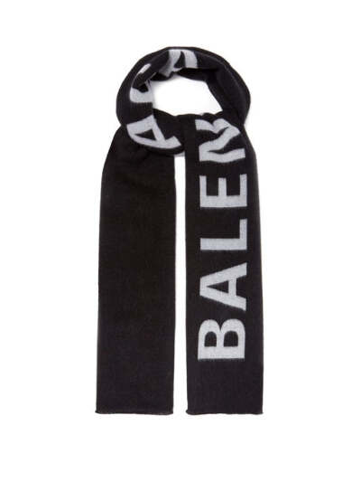 Balenciaga Logo-jacquard wool scarf