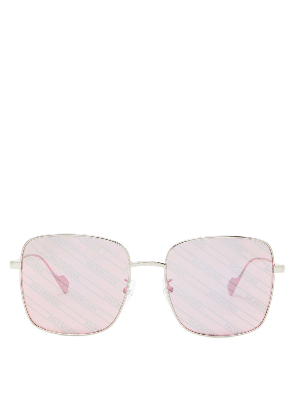 Logo-print mirrored square metal sunglasses | Balenciaga