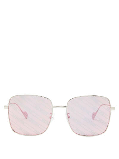 Logo-print mirrored square metal sunglasses | Balenciaga