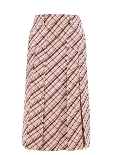 Prada Checked wool-twill skirt