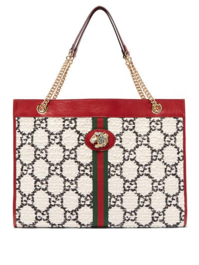 Gucci Rajah large GG-jacquard tweed and leather tote bag