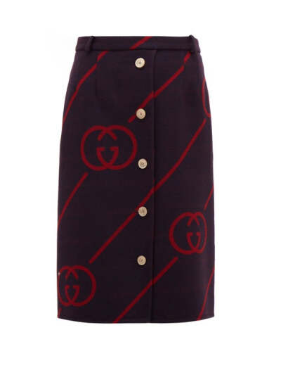 Gucci GG-jacquard wool-blend skirt