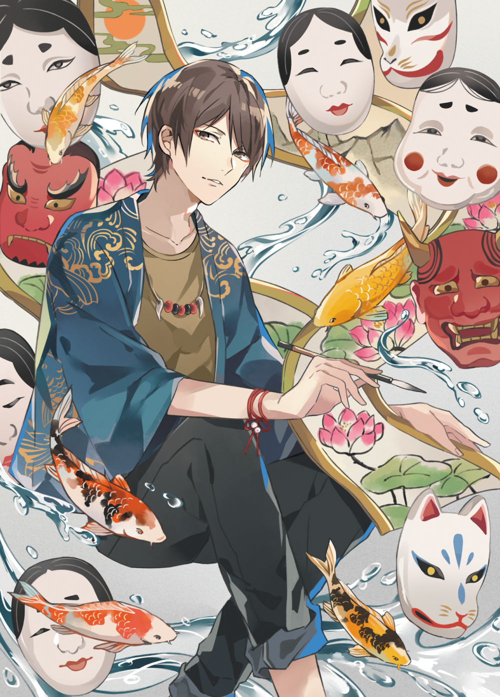 面具与男子 绘师：EnLin（p id=2173909） 本作品id=79794185