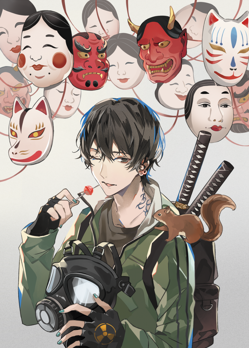 面具与男子 绘师：EnLin（p id=2173909） 本作品id=79794185