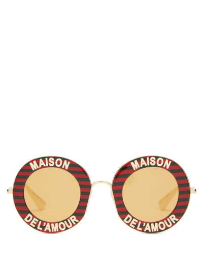 Gucci Maison de L’Amour striped round sunglasses