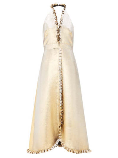 Temperley London Moon Garden halterneck shot-lamé dress