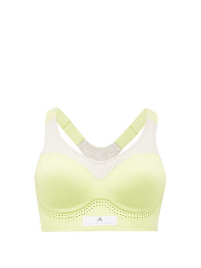 Adidas By Stella McCartney Mesh-panel medium-impact scuba sports bra