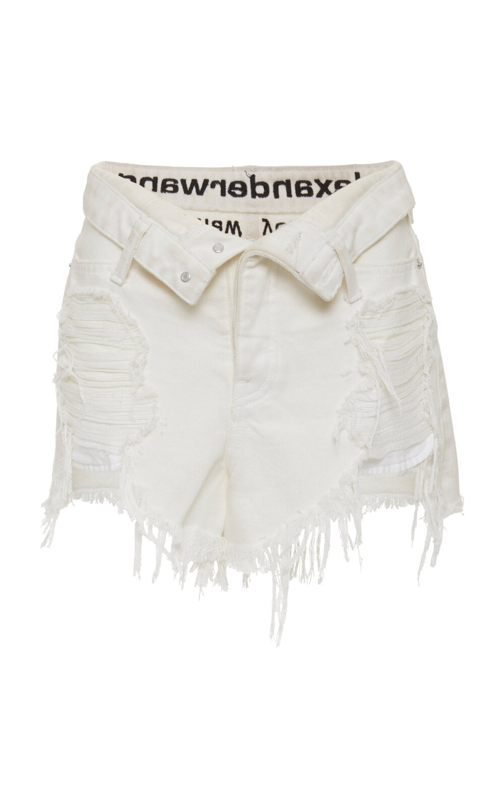 Runway Bite Distressed Denim Shorts by Alexander Wang