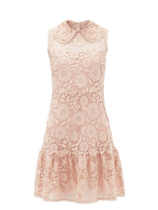 REDValentino Peter Pan collar floral-macramé mini dress