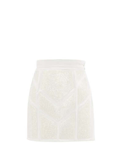 Germanier Crystal-embellished upcycled cotton-blend skirt