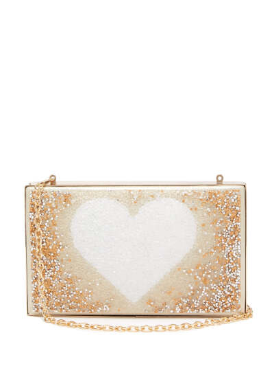 Dégradé-crystal heart-print clutch bag | Germanier