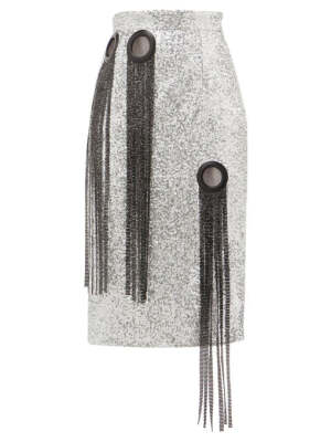 Germanier Chainmail-tassel sequinned pencil skirt