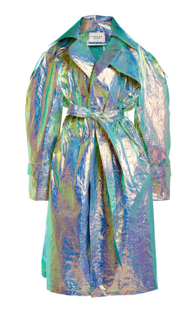 Oversized Metallic Trench Coat by A.W.A.K.E. MODE