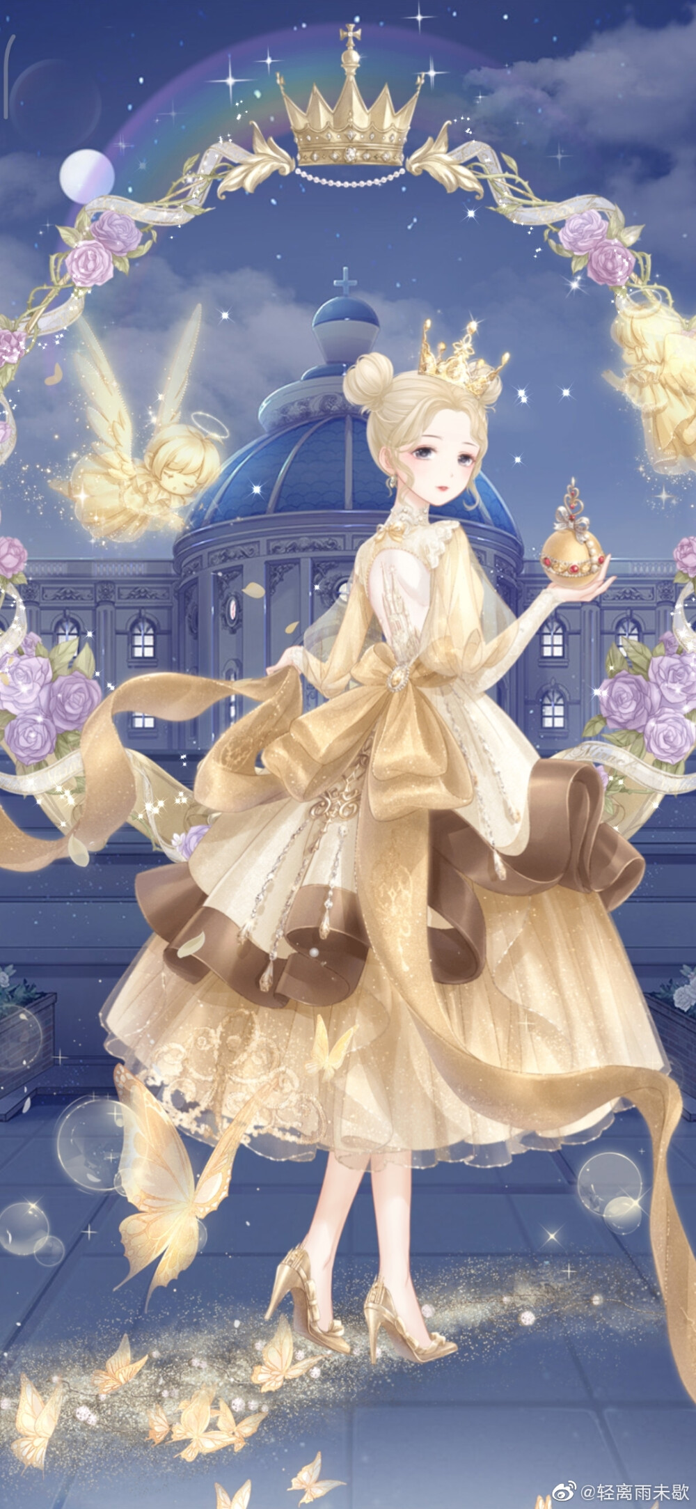 奇迹暖暖换装游戏壁纸金色小裙子优雅可爱