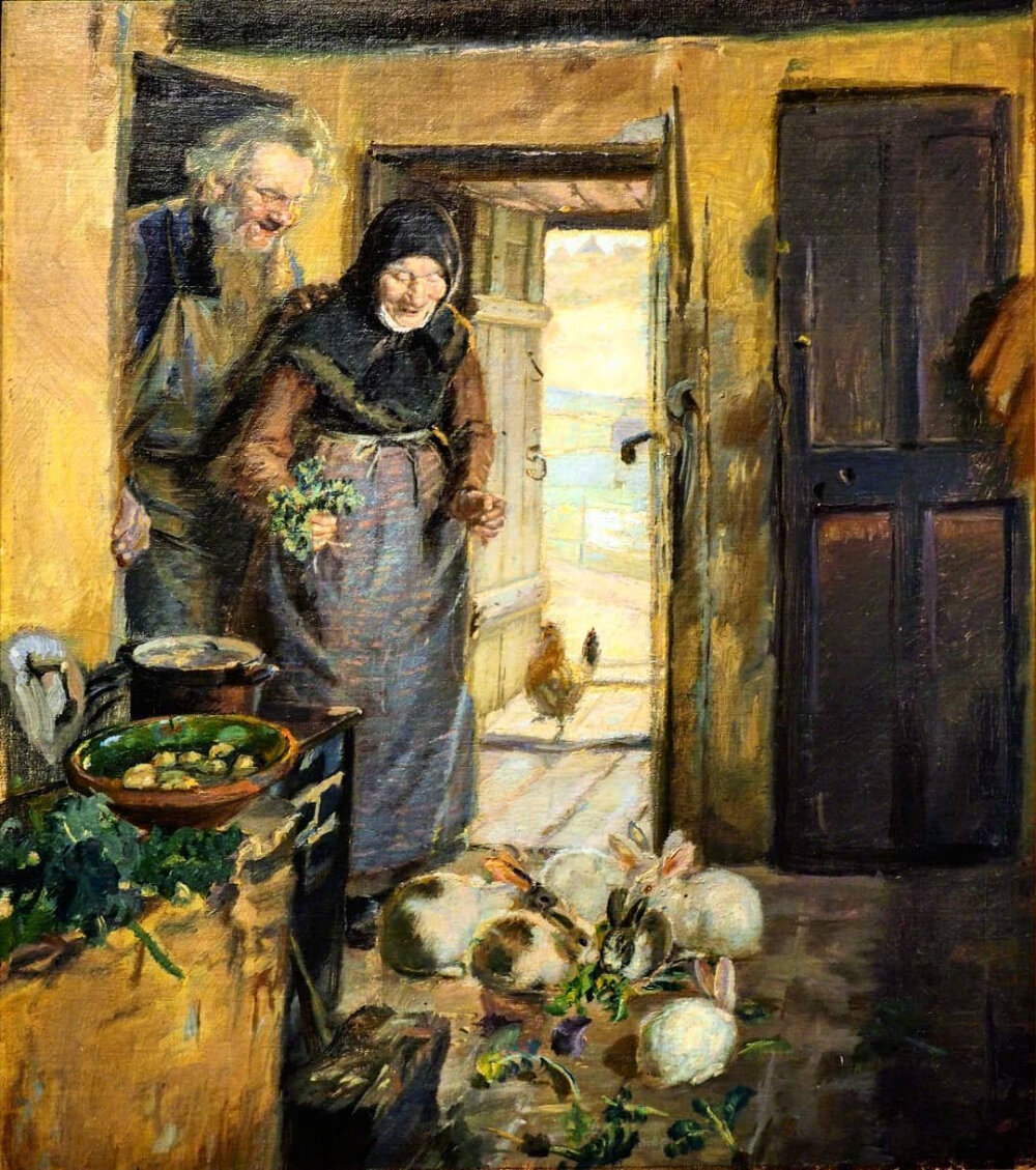 安娜·安彻（Anna Ancher，1859-1935）丹麦印象派女性画家，斯卡恩（Skagen）
画派代表人物，也是唯一来自本地的斯卡恩画家社团成员。作品多以北欧海滨城市的家庭日常生活为主题，她在作品中不断创新光色运用和构图布局。
她的丈夫迈克尔·安彻（Michael Ancher，1849-1927）也是丹麦著名画家，安娜是斯卡恩一家酒店老板的女儿，迈克尔是她的家庭教师，两人因绘画相识相恋。后来，安娜的声望超过了迈克尔。
安娜·安彻被认为是丹麦艺术的代表，是丹麦的骄傲，她和丈夫的画像被印在丹麦最大面值货币1000克朗上面。