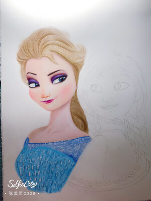 彩铅手绘冰雪奇缘，画了十几个小时