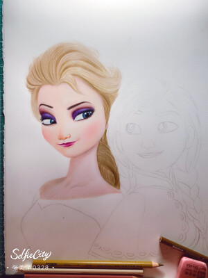 彩铅手绘冰雪奇缘，画了十几个小时