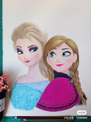 彩铅手绘冰雪奇缘，画了十几个小时