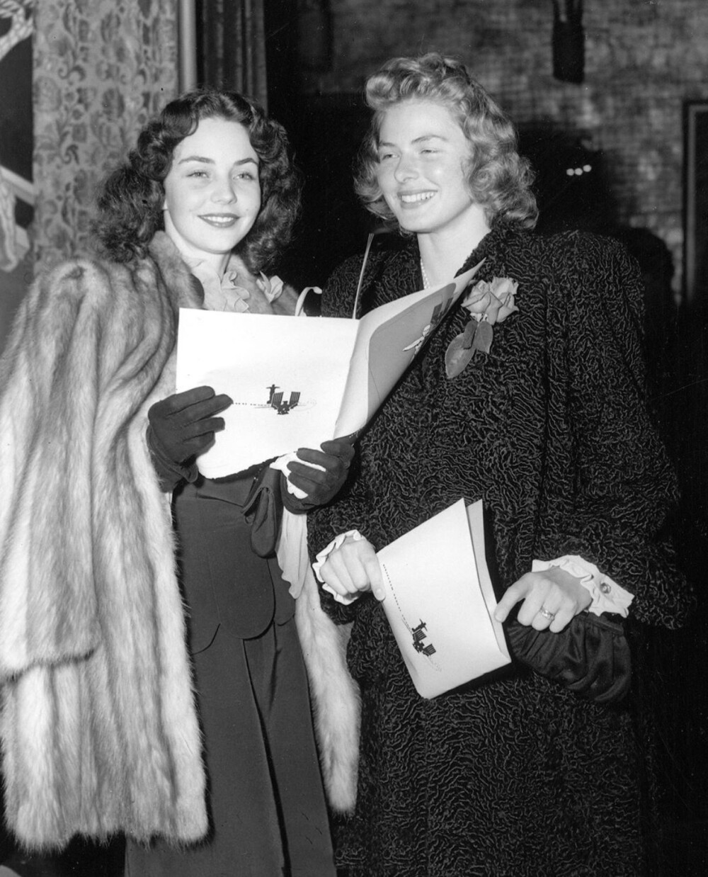 Jennifer Jones photographed with her Best Actress award at the 16th Academy Awards, March 2nd, 1944.