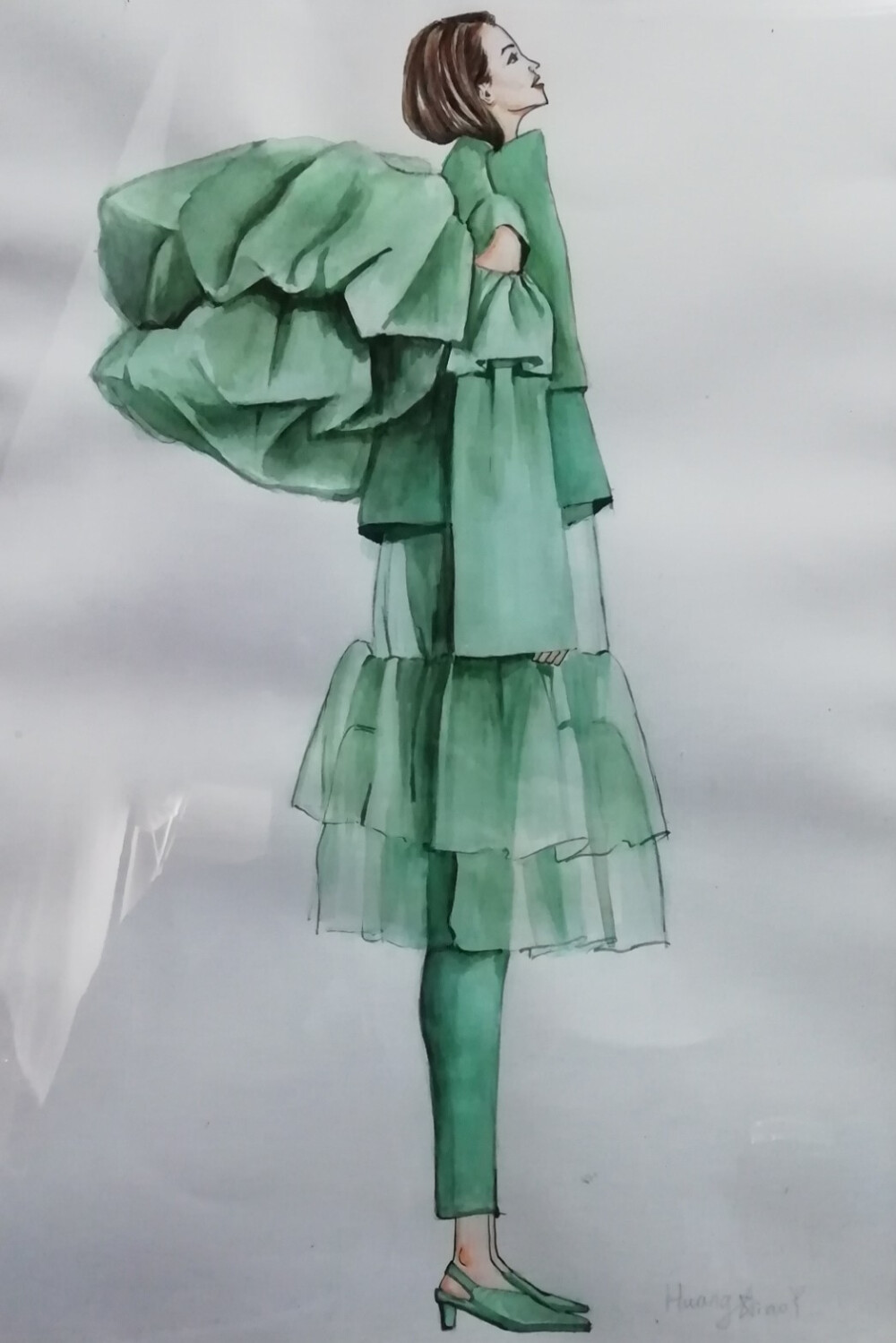 秀场图片水彩写生～水彩服装效果图٩( 'ω' )و