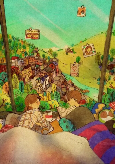 韩国插画师Puuung的作品《爱是,》
