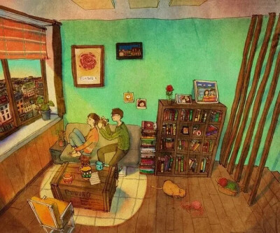 韩国插画师Puuung的作品《爱是,》
