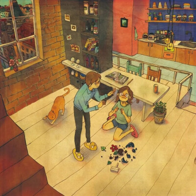 韩国插画师Puuung的作品《爱是,》