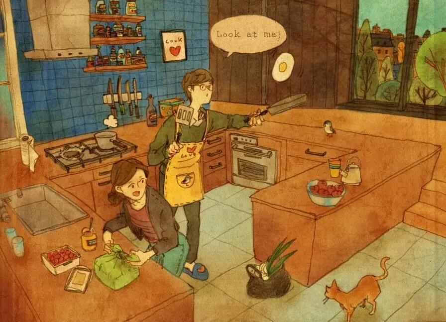 韩国插画师Puuung的作品《爱是,》