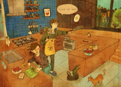 韩国插画师Puuung的作品《爱是,》