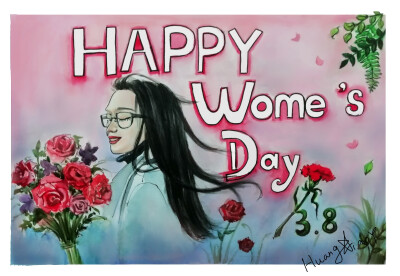 (๑ºั╰╯ºั๑)水彩手绘妇女节贺卡
