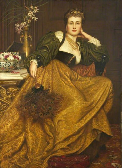 Valentine Cameron Prinsep （ 1838年 - 1904年 ）
国籍：英国
作品：曼图亚狮子花（1873）
英文：Leonora di Mantua
类型：布面油画
收藏：沃克美术馆，英国