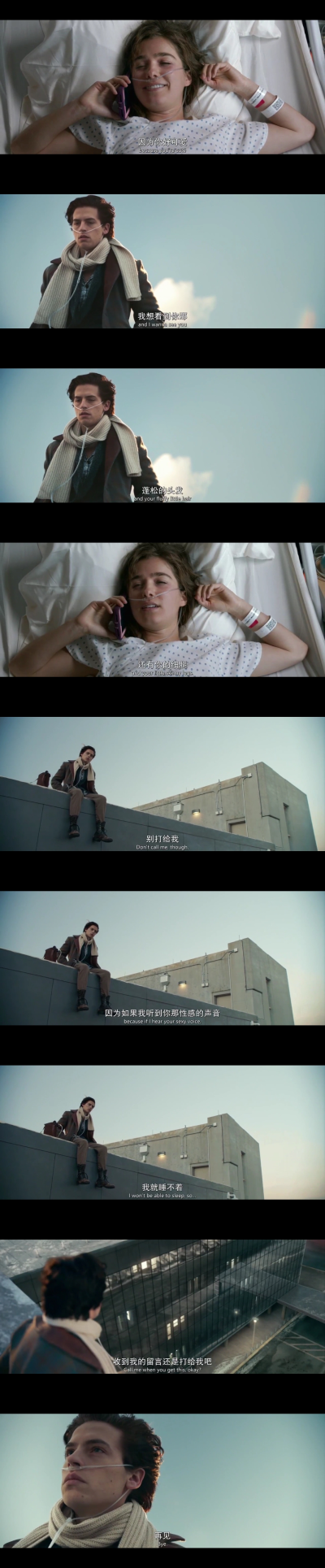 Five Feet Apart(五尺天涯)
看这部电影请务必准备纸巾，太好哭了，呜呜呜呜。为什么会有这么唯美且极度伤感的电影？？？星运里的错plus版。BTW，男主好帅啊啊啊！！！