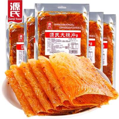 【￥12.80】源氏.小包装辣条组合28g*10袋，包含辣片5袋+豆筋3袋+豆排2袋，也可以选大包装的112g*4袋，他家辣条偏甜口 吃起来不会太咸~~