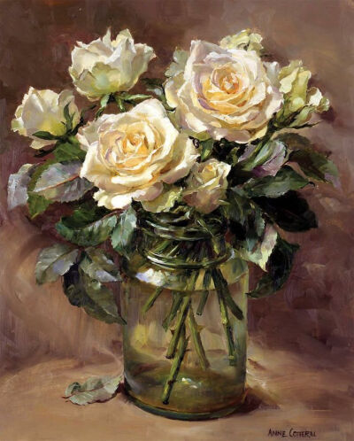 油画花卉~ （作者：英国画家Anne Cotterill ）