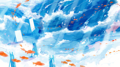 スイ 蓝色 插画