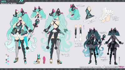 一组初音角色设计图参考 ​