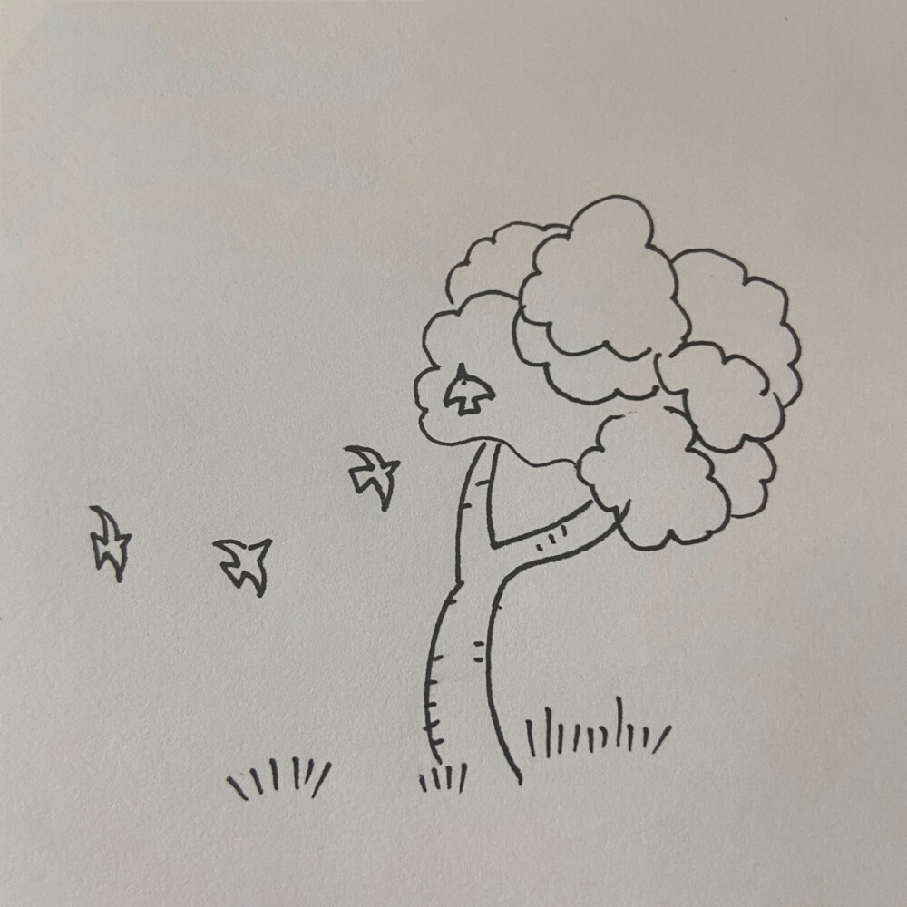 简单线稿—3·12植树节小风景。