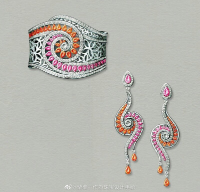 珠宝手绘珠宝设计欣赏
from：giseleartisjewellerydesign ​
